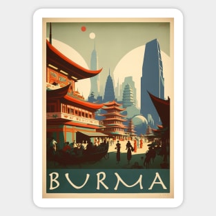 Burma Vintage Travel Art Poster Sticker